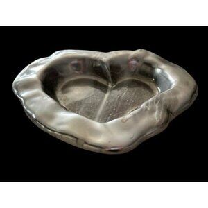 BEATRIZ BALL Hart Shaped Ball Silver Tone Dish 10"